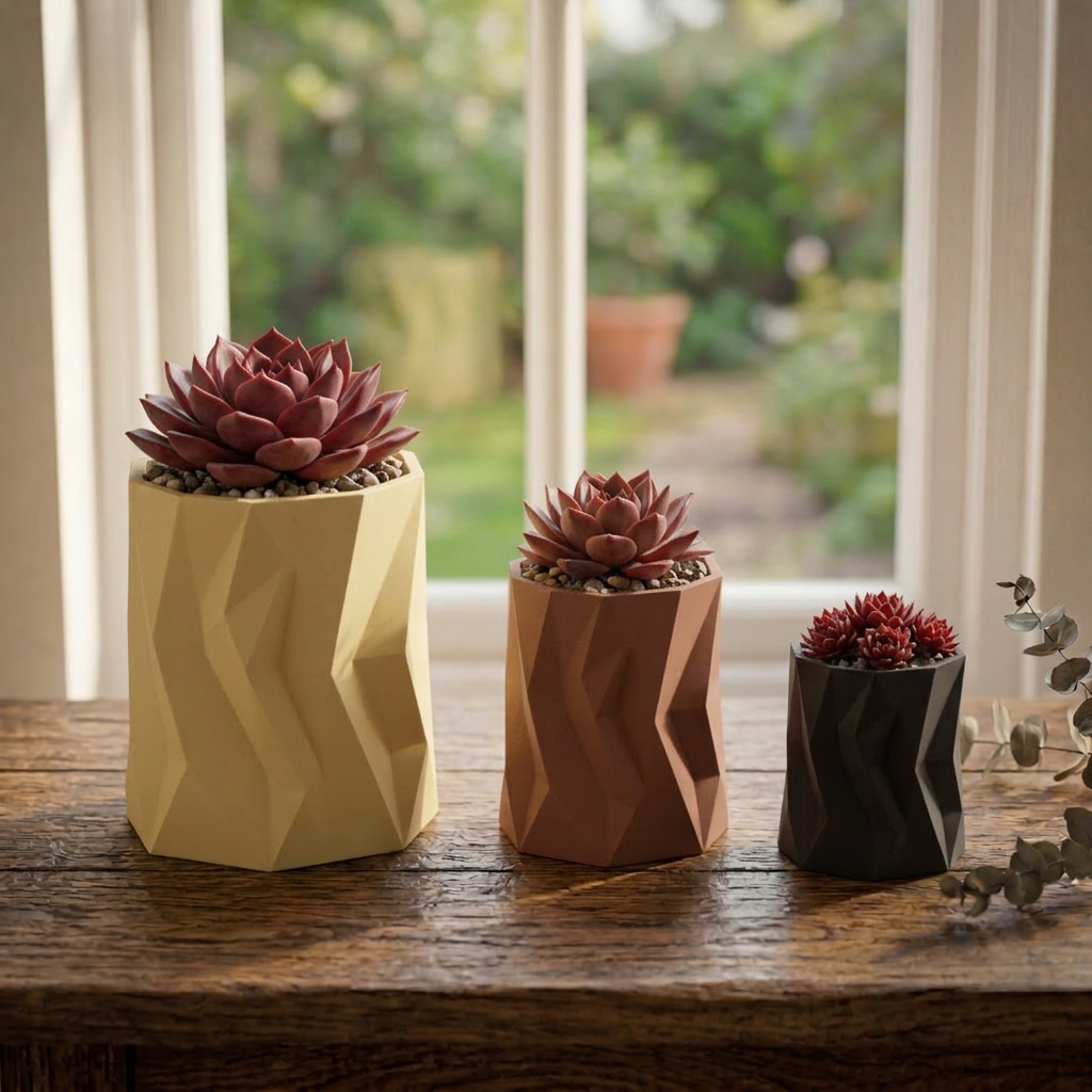 Fluted 3D Printed Succulent Planter