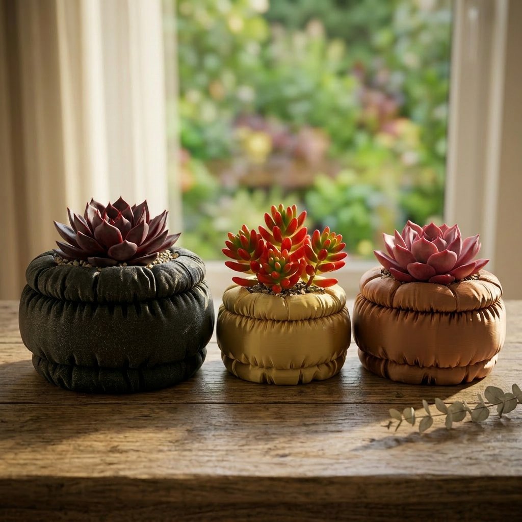 3D Printed Spiral Wave Succulent Pot