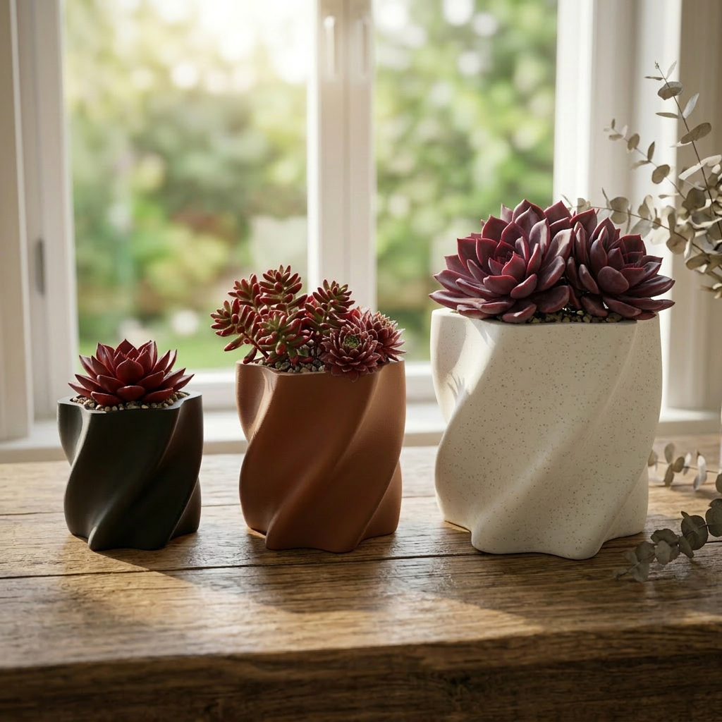 Ribbed Fluted Succulent Planter
